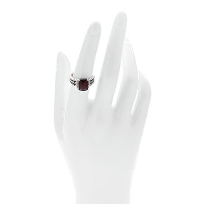 David Yurman Sterling Silver Diamond Garnet 10mm Petite Wheaton Ring 54 6.75 2 of 5