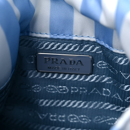 Prada Re-Nylon Soft Padded Striped Small Double Handled Shoulder Bag Celeste 6 of 8