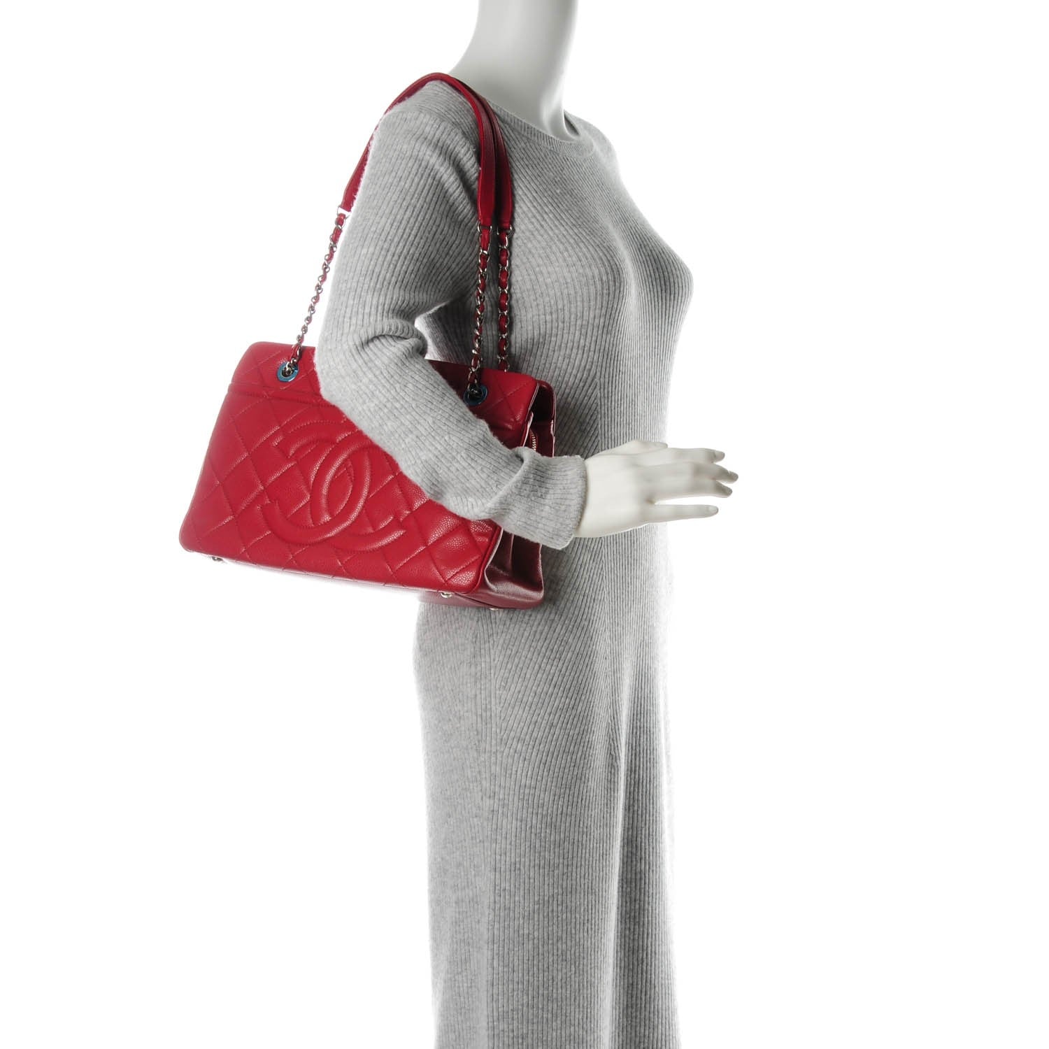 Chanel Caviar Timeless CC Shopping Tote Rouge 2 of 8