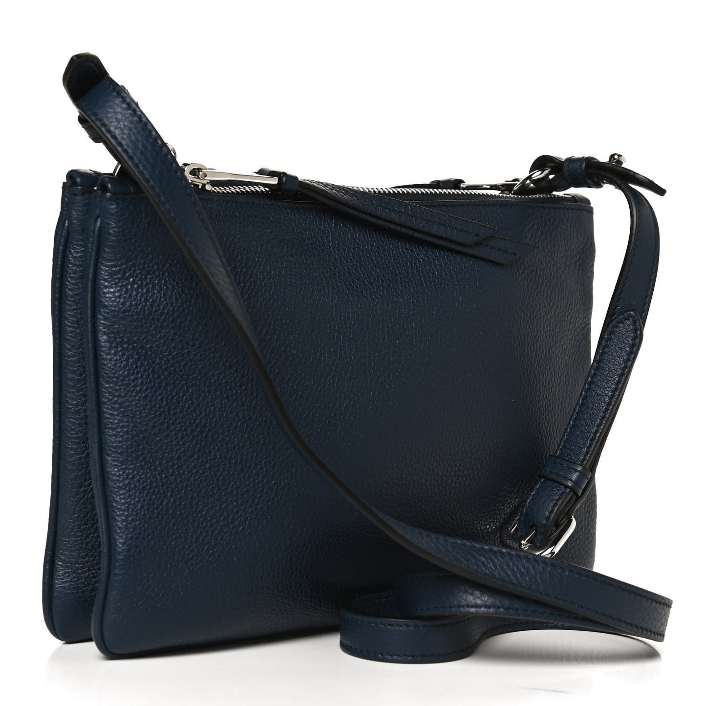 Vitello Phenix Double Zip Crossbody Bag Baltico