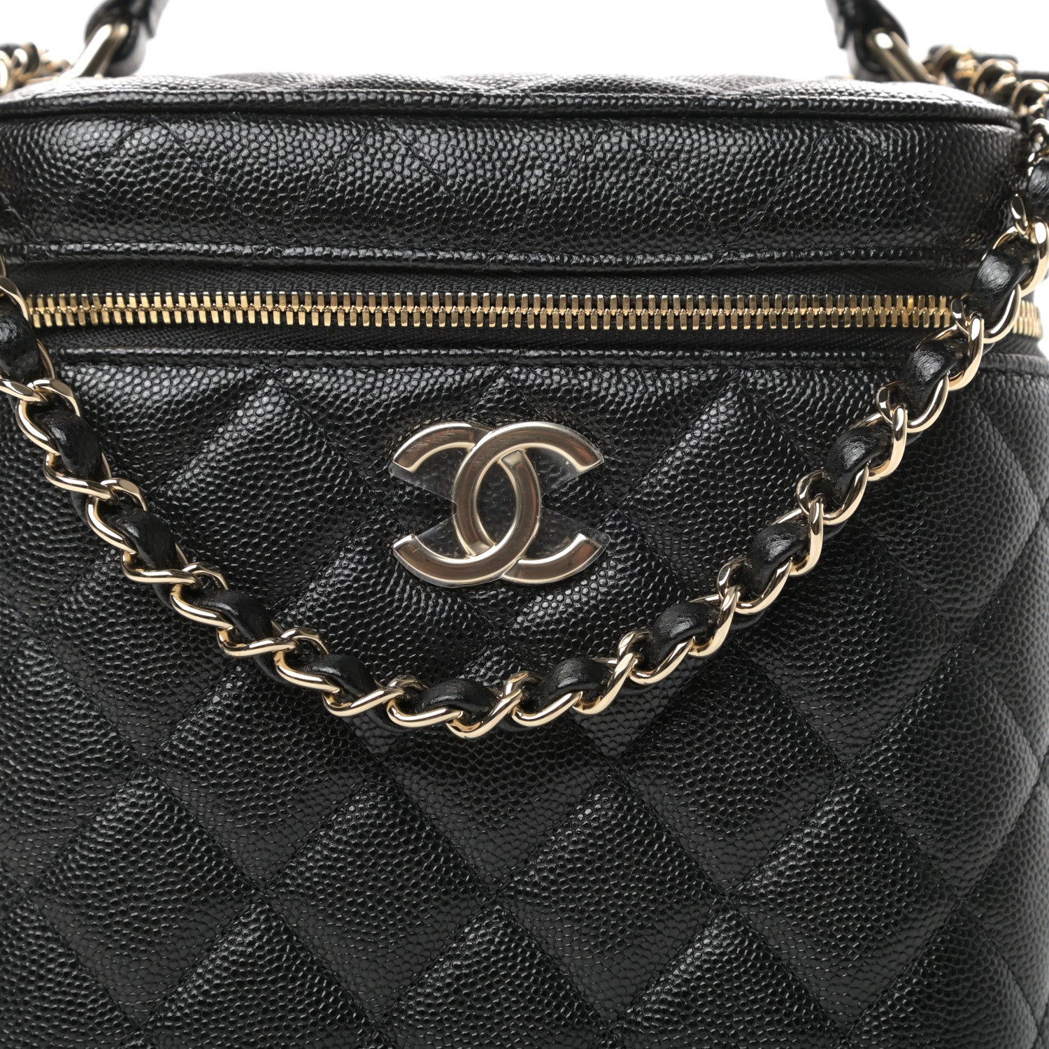 Chanel Caviar Quilted Small Top Handle Vanity Case With Chain Black 10 of 10