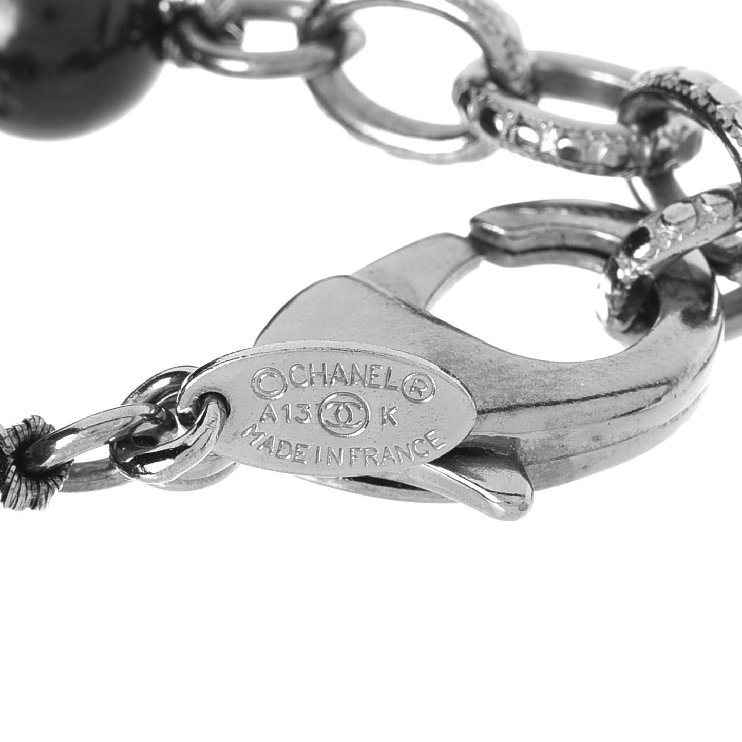 Glass Bead CC Map Bracelet Ruthenium Black