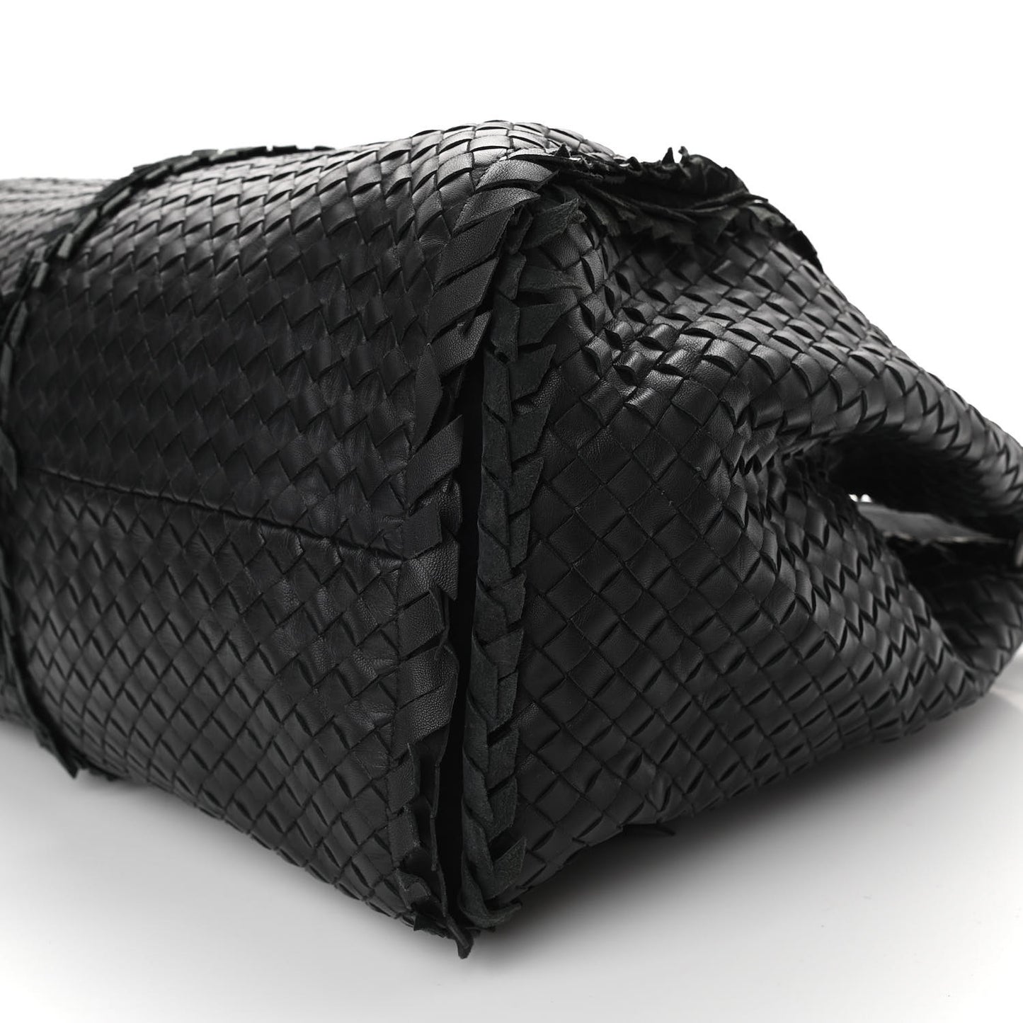 Nappa Intrecciato Large Franges Shoulder Bag Black