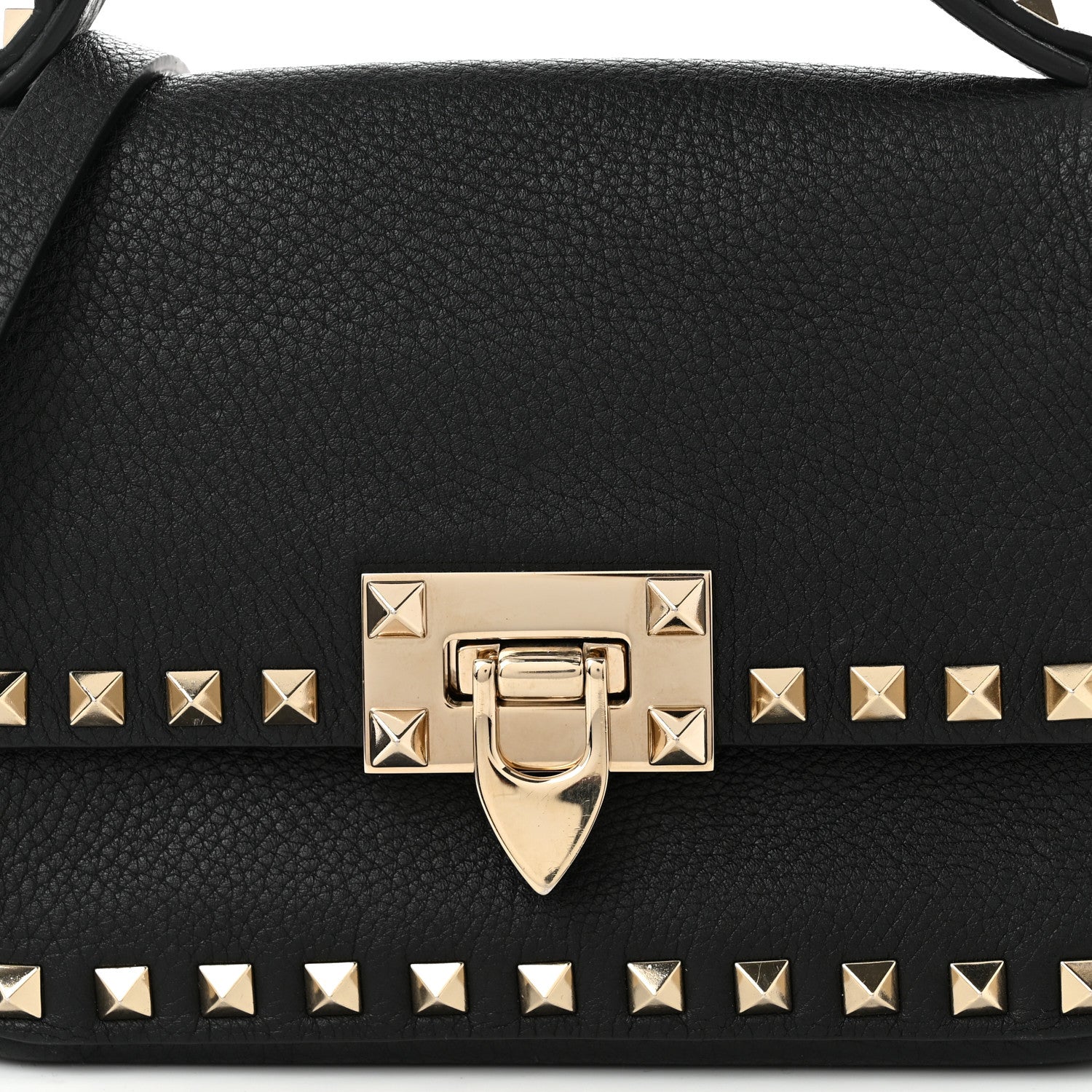 Valentino Garavani Grainy Calfskin Small Rockstud Top Handle Bag Black 7 of 10