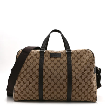 Gucci Monogram Dollar Calfskin Boston Duffle Bag Beige Ebony Testa di Moro Marrone Scuro 1 of 11