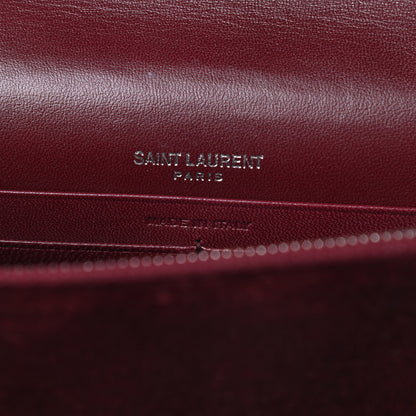 Saint Laurent Velvet Crystal Monogram Kate Tassel Shoulder Bag Burgundy 6 of 14