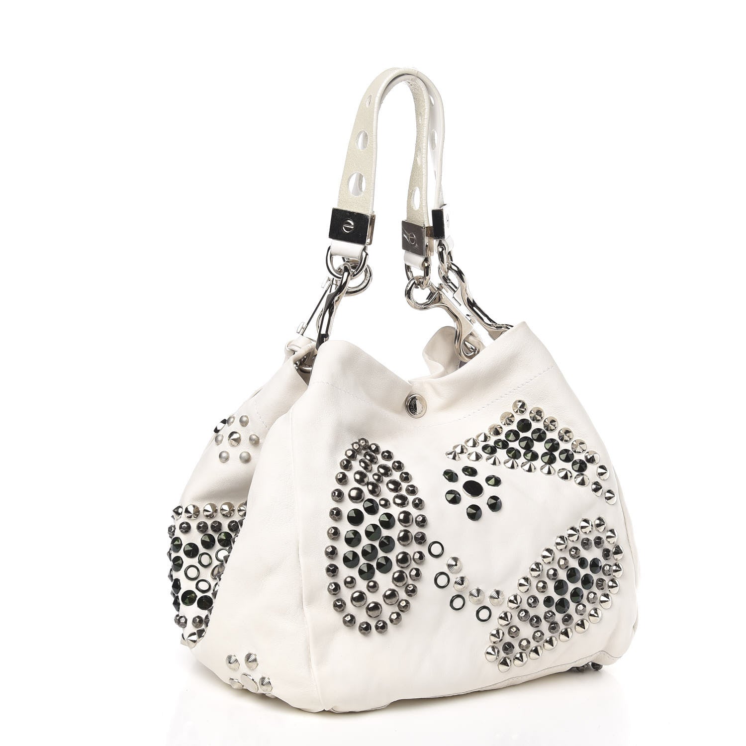 Jimmy Choo Calfskin Studded Lola Tote White 3 of 12