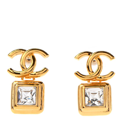 Chanel Large Crystal CC Drop Earrings Gold 1 of 4