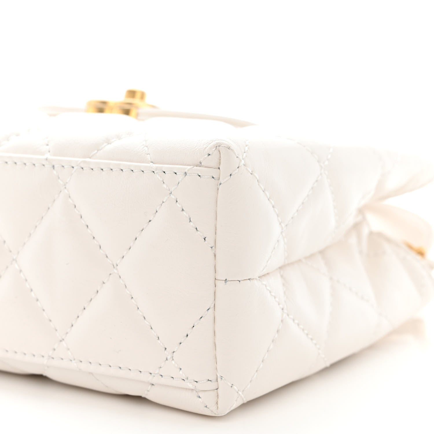 Chanel Shiny Aged Calfskin Quilted Nano Kelly Shopper White 10 of 10
