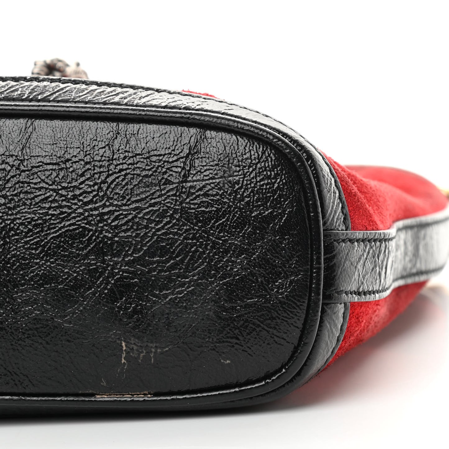 Suede Patent Medium Dionysus Bucket Bag Red