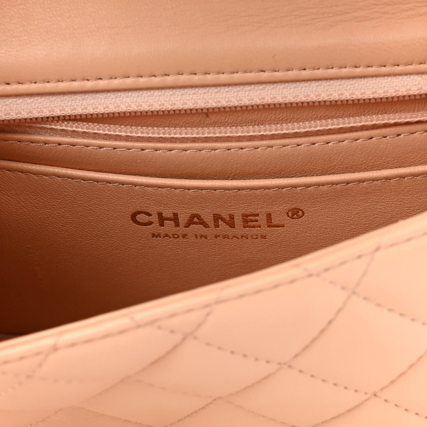 Lambskin Quilted Mini Square Flap Beige