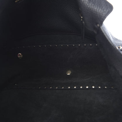 Valentino Garavani Pebbled Calfskin Medium Rockstud Tote Black 6 of 10