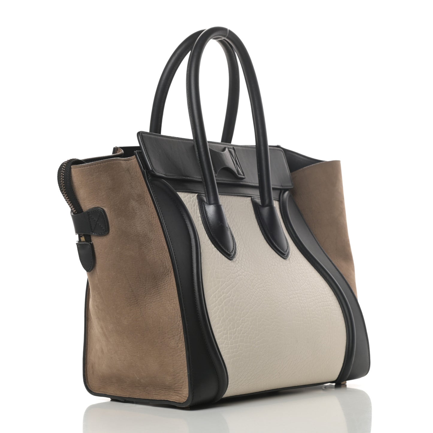 Bullhide Calfskin Suede Mini Tri-Color Luggage White