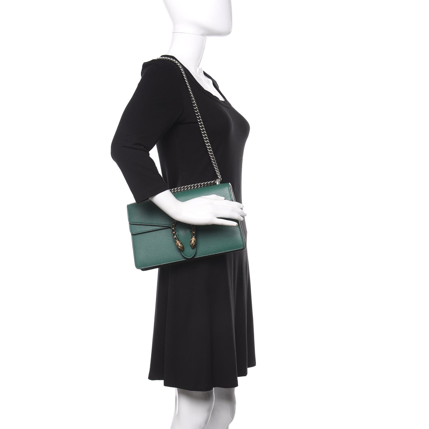 Gucci Pebbled Calfskin Small Dionysus Shoulder Bag Emerald 3 of 12