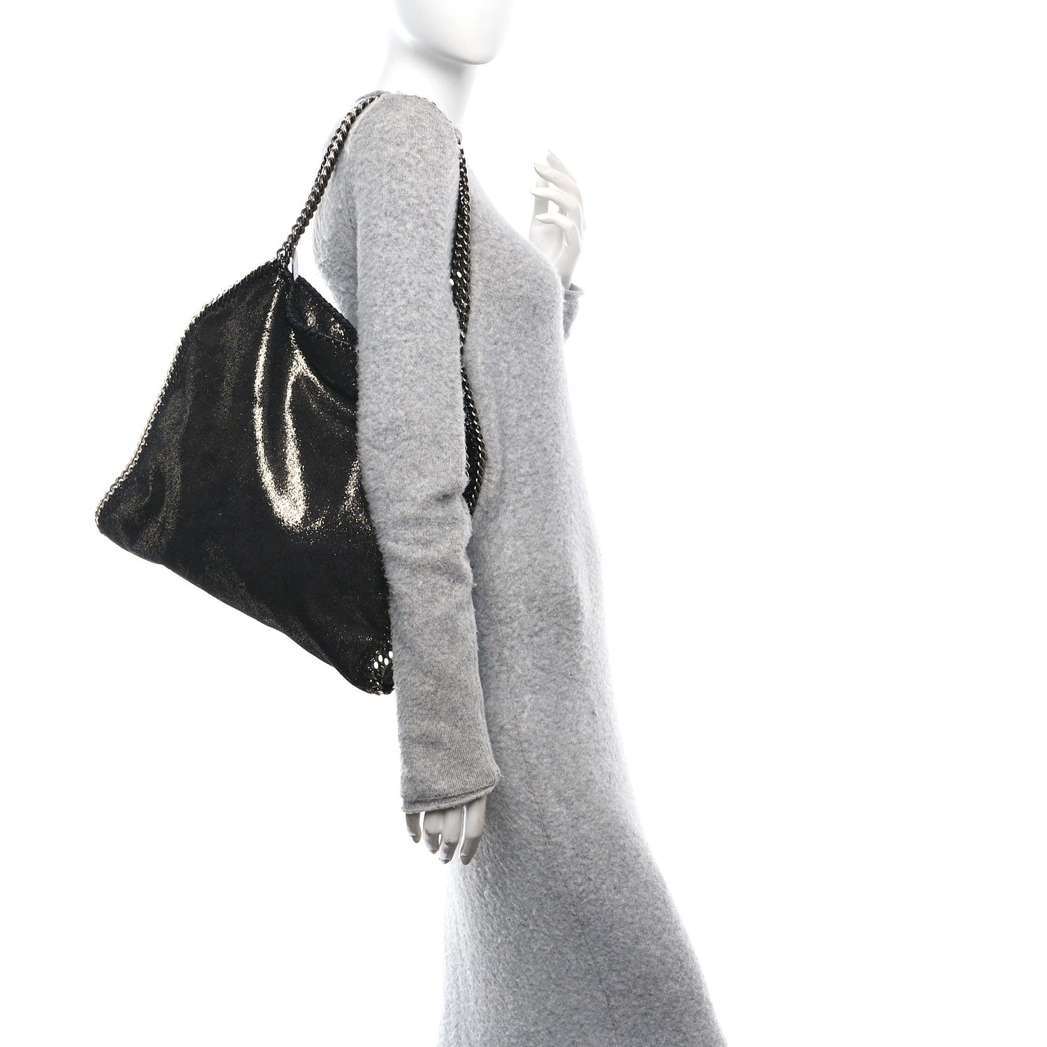Stella McCartney Chamois Shiny Dotted Small Falabella Tote Ruthenium 2 of 9