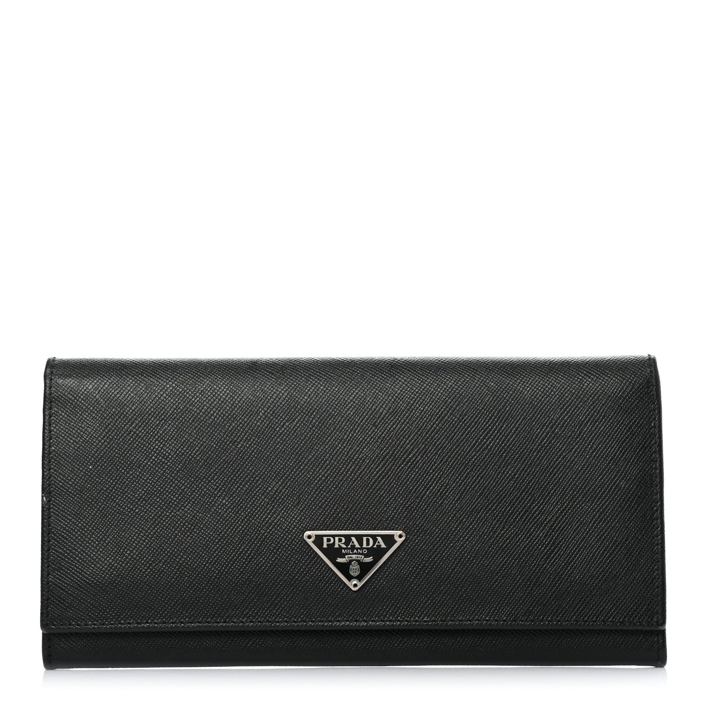 Saffiano Triangle Continental Flap Wallet Black