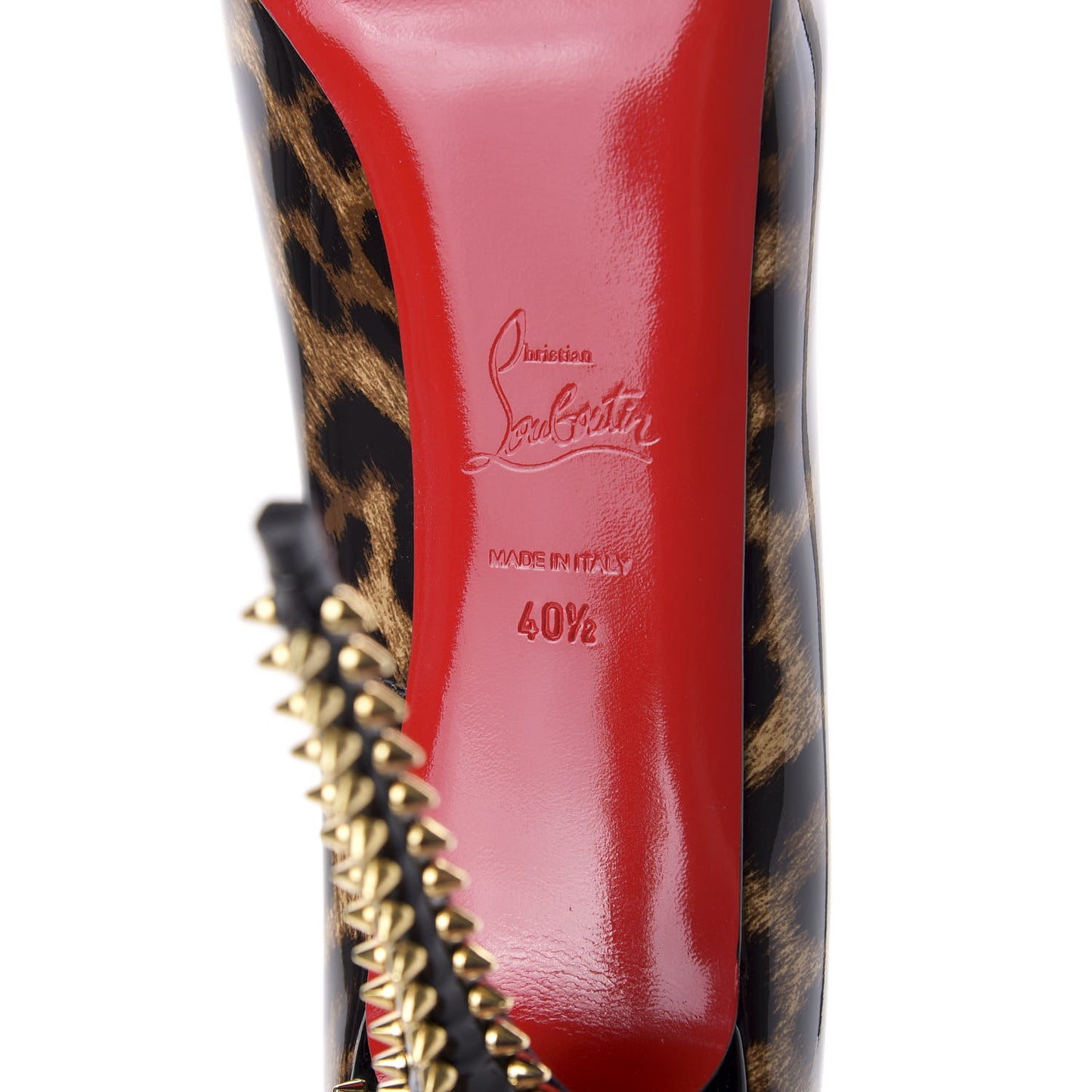 Patent Leopard New Very Prive Spikes 120 Pumps 40.5 Brown