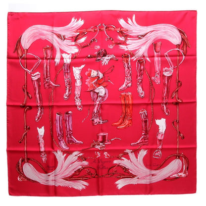 Hermes Silk A Propos de Bottes Scarf 90 Framboise Cassis Violine 1 of 7