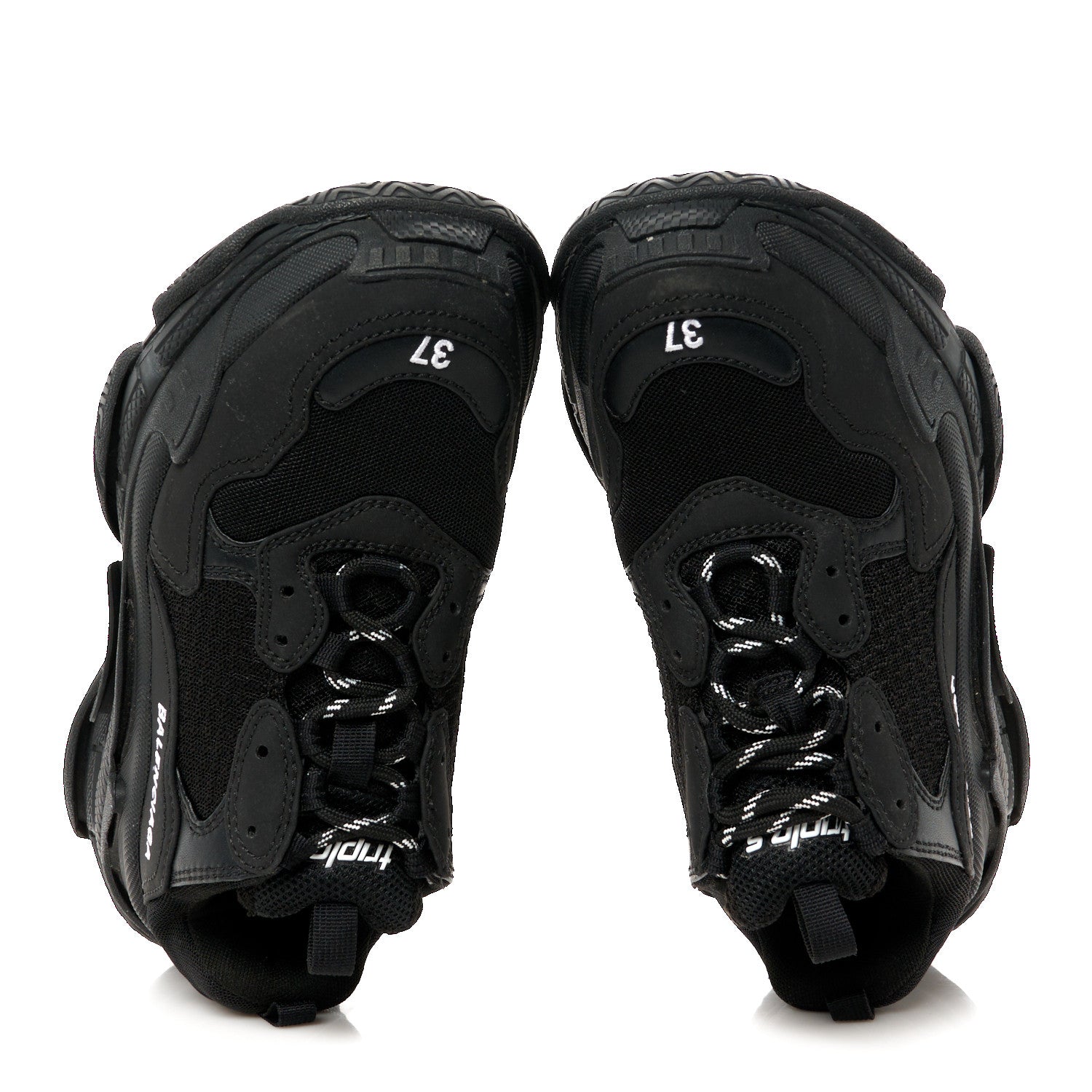 Balenciaga Fabric Mesh Womens Triple S Sneakers 37 Black 2 of 9