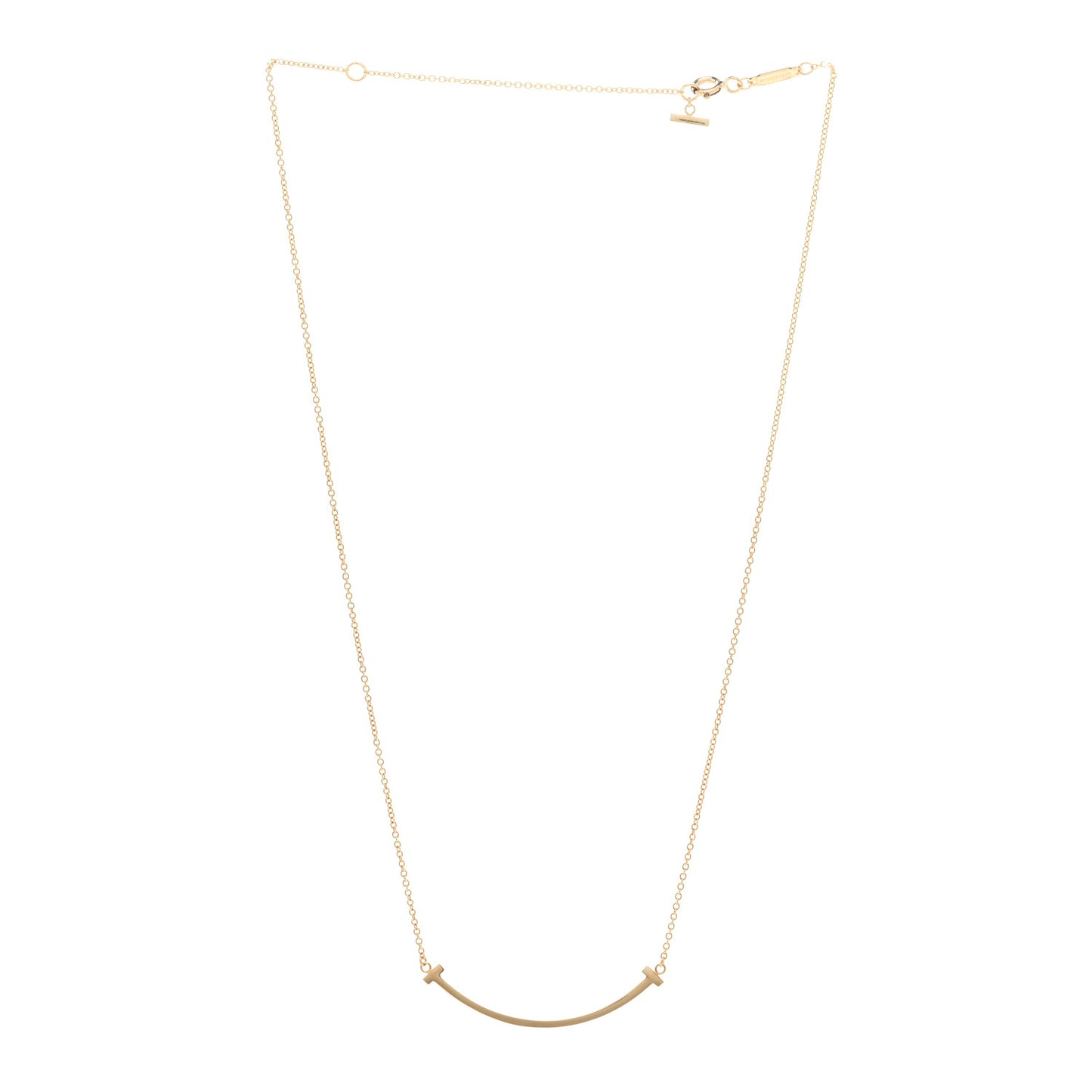 18K Yellow Gold Small T Smile Pendant Necklace