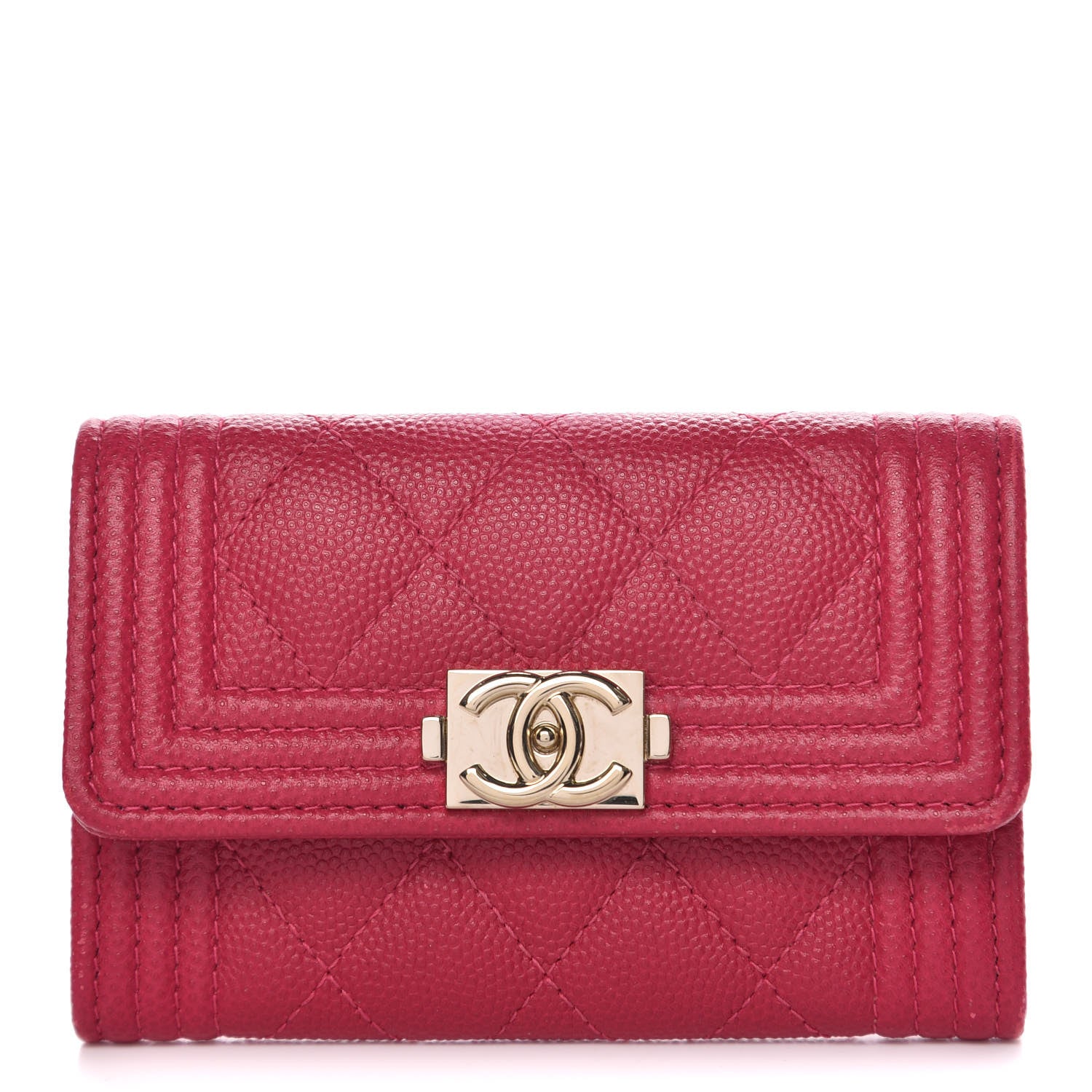Chanel Caviar Quilted Boy Card Holder Wallet Fuchsia 1 of 9