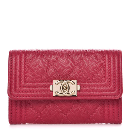 Chanel Caviar Quilted Boy Card Holder Wallet Fuchsia 1 of 9