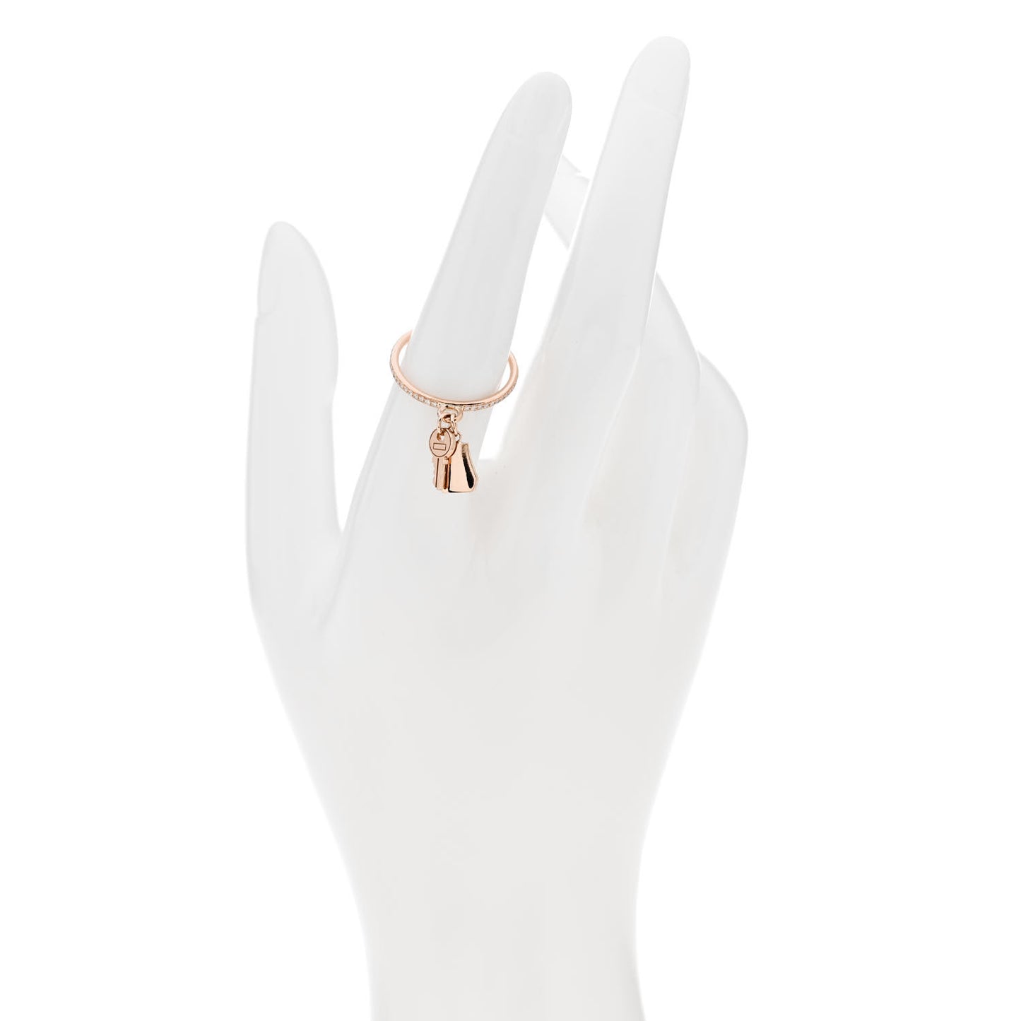 18K Rose Gold Diamond Kelly Clochette Ring 55 7.25