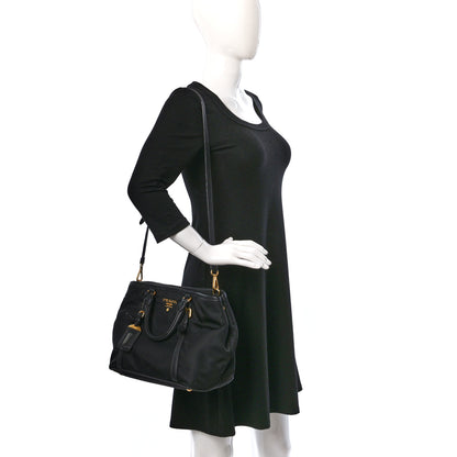 Prada Tessuto Nylon Vitello Daino Tote Black 2 of 12