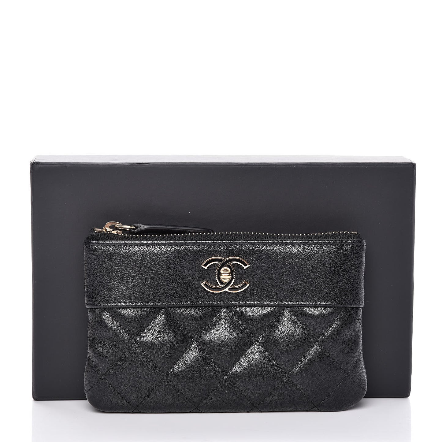 Sheepskin Quilted Small Vintage Mademoiselle Cosmetic Case Black