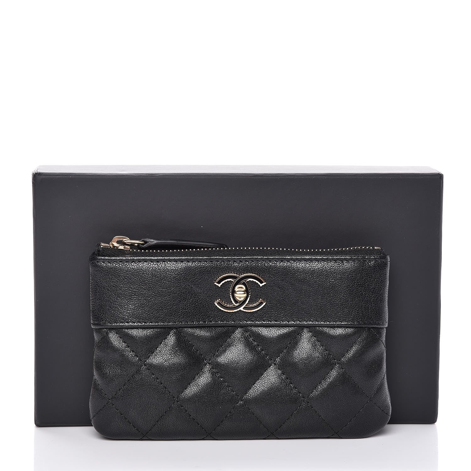 Chanel Sheepskin Quilted Small Vintage Mademoiselle Cosmetic Case Black 8 of 8