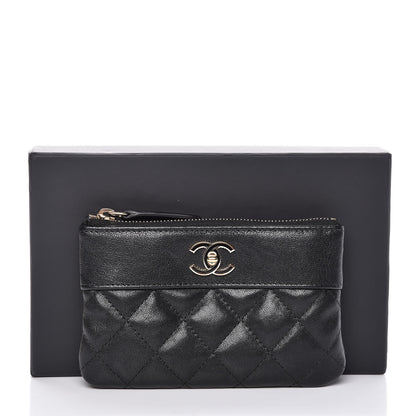 Chanel Sheepskin Quilted Small Vintage Mademoiselle Cosmetic Case Black 8 of 8