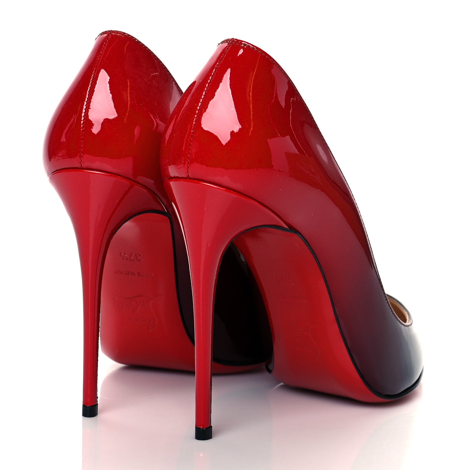 Christian Louboutin Patent Degrade Pigalle Follies 100 Pumps 37.5 Black Red 4 of 8