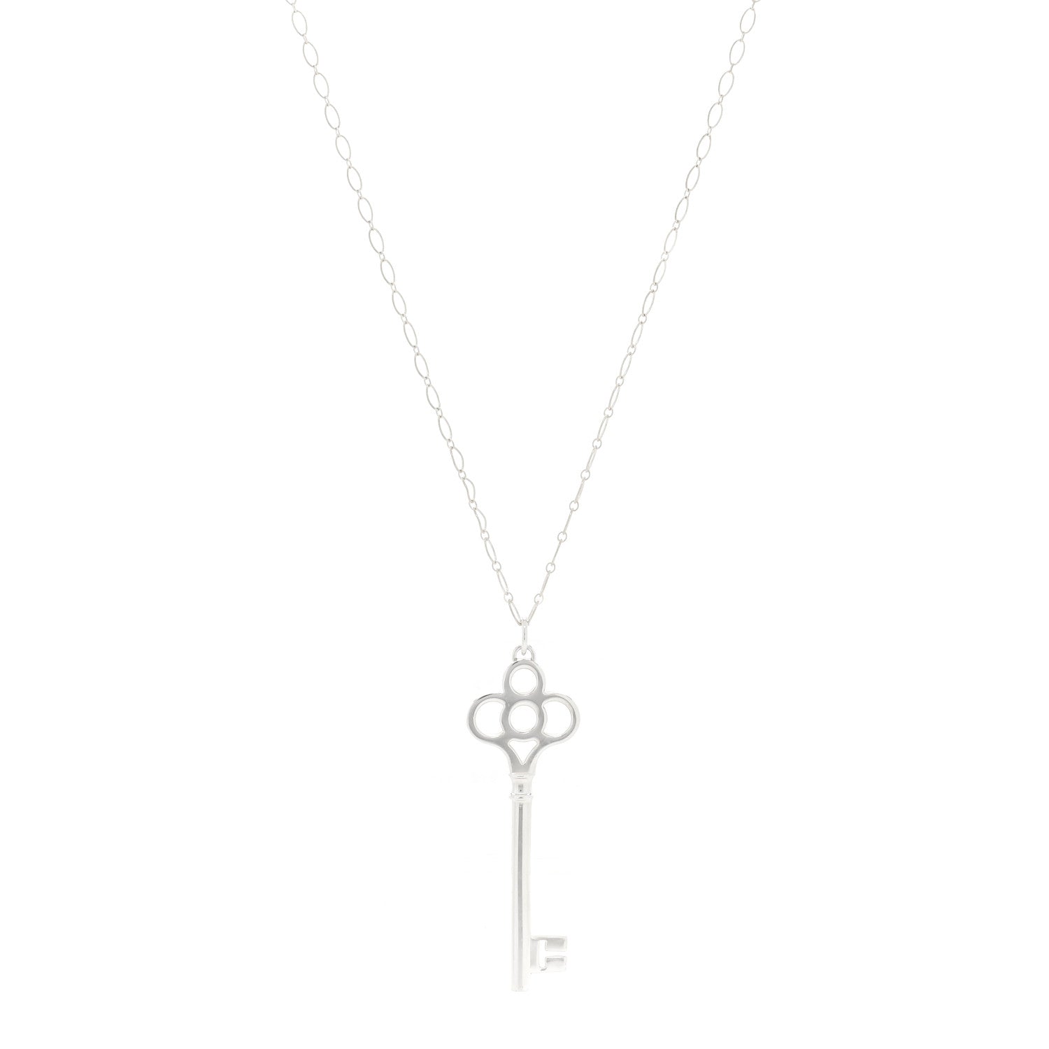 Tiffany Sterling Silver Large Crown Key Pendant Link Necklace 1 of 3