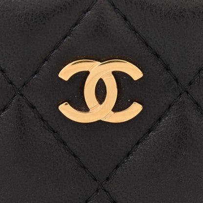 Chanel Lambskin Quilted Zip Coin Purse Black 6 of 9