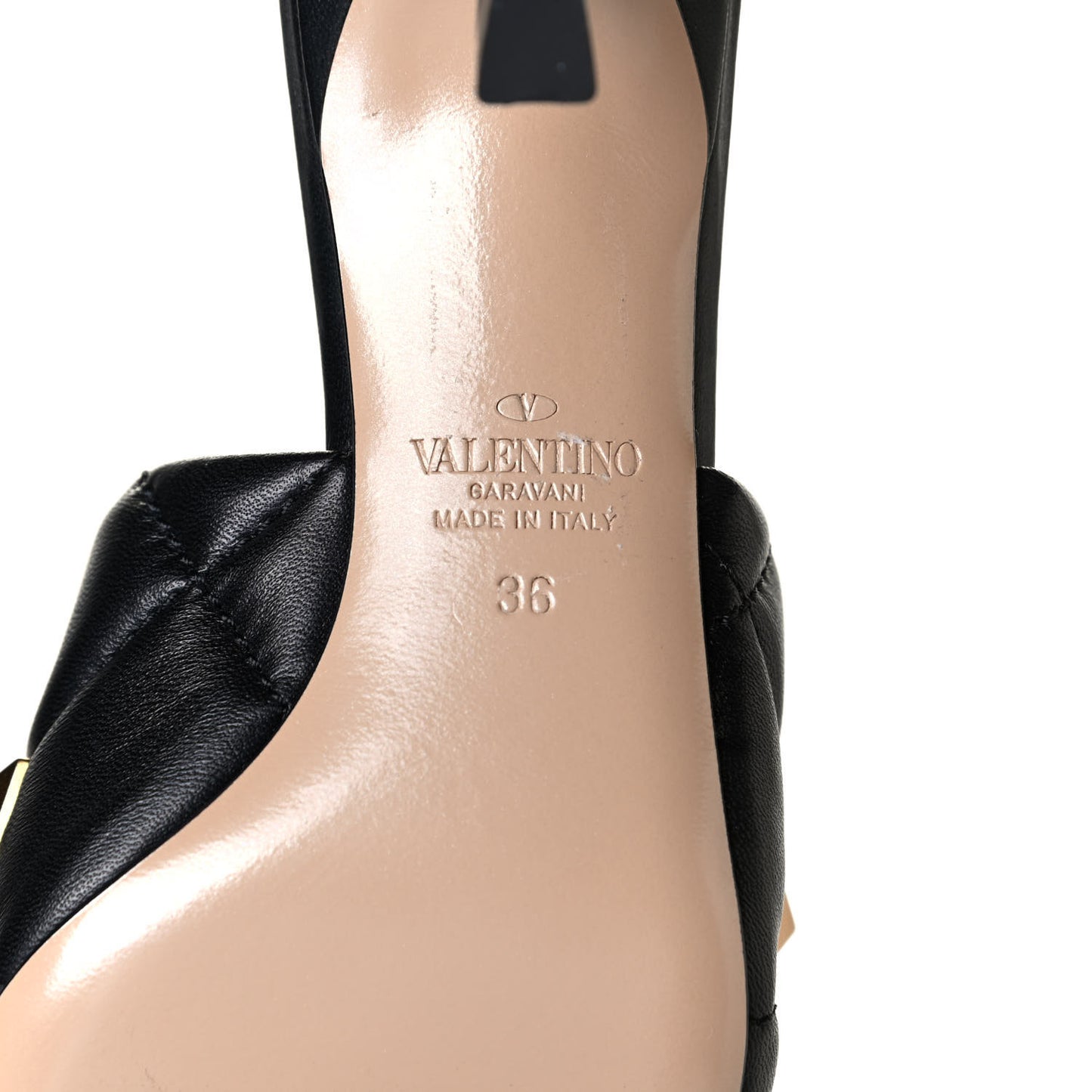 Nappa Quilted Roman Stud 65mm Slide Sandals 36 Black