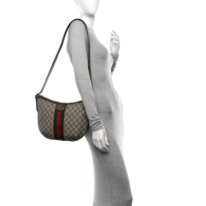 Gucci GG Supreme Monogram Web Small Ophidia Half Moon Hobo Brown 2 of 11