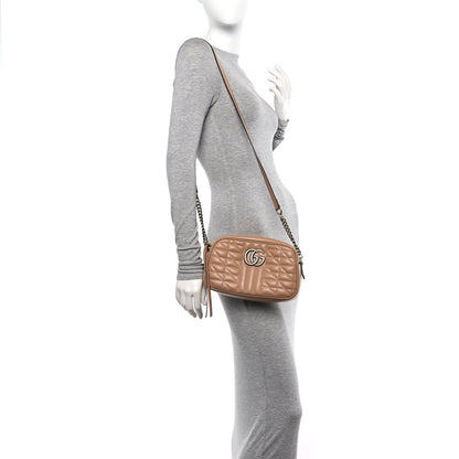 Gucci Calfskin Matelasse Aria Small GG Marmont Chain Shoulder Bag Camelia 2 of 12