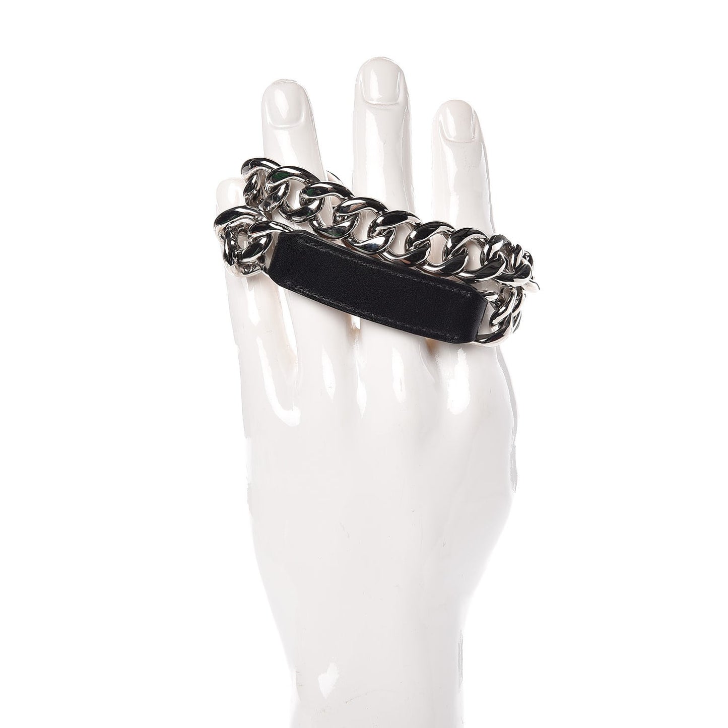 Box Palladium Mens Double Tour Chain L Bracelet Black