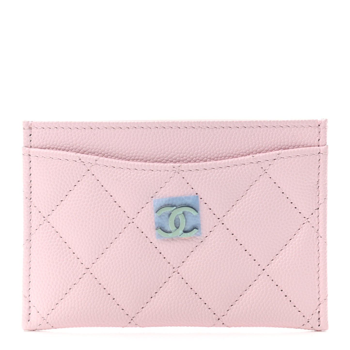 Caviar Quilted Card Holder Light Pink
