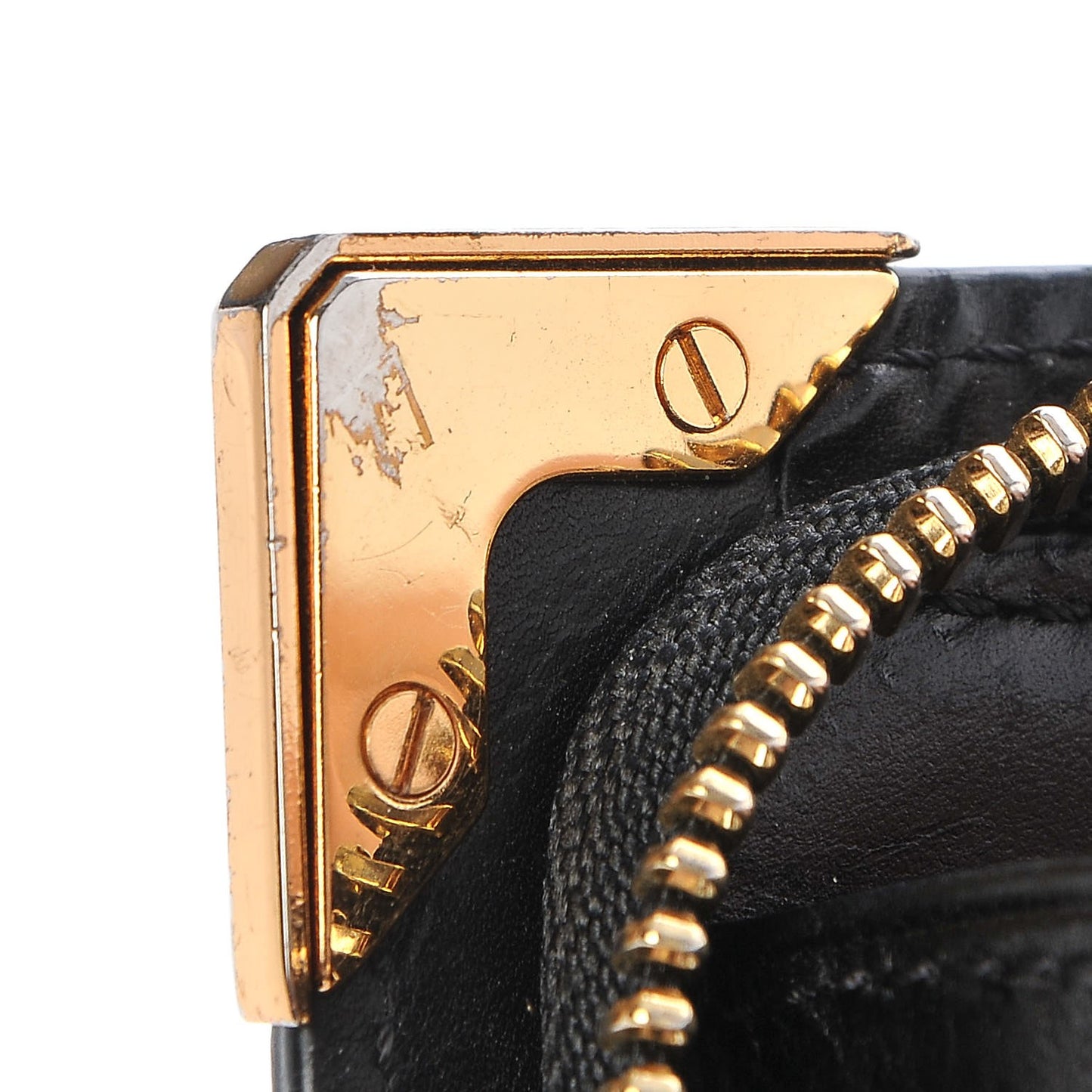 Lizard Calfskin Embossed Prisma Biker Wallet Black