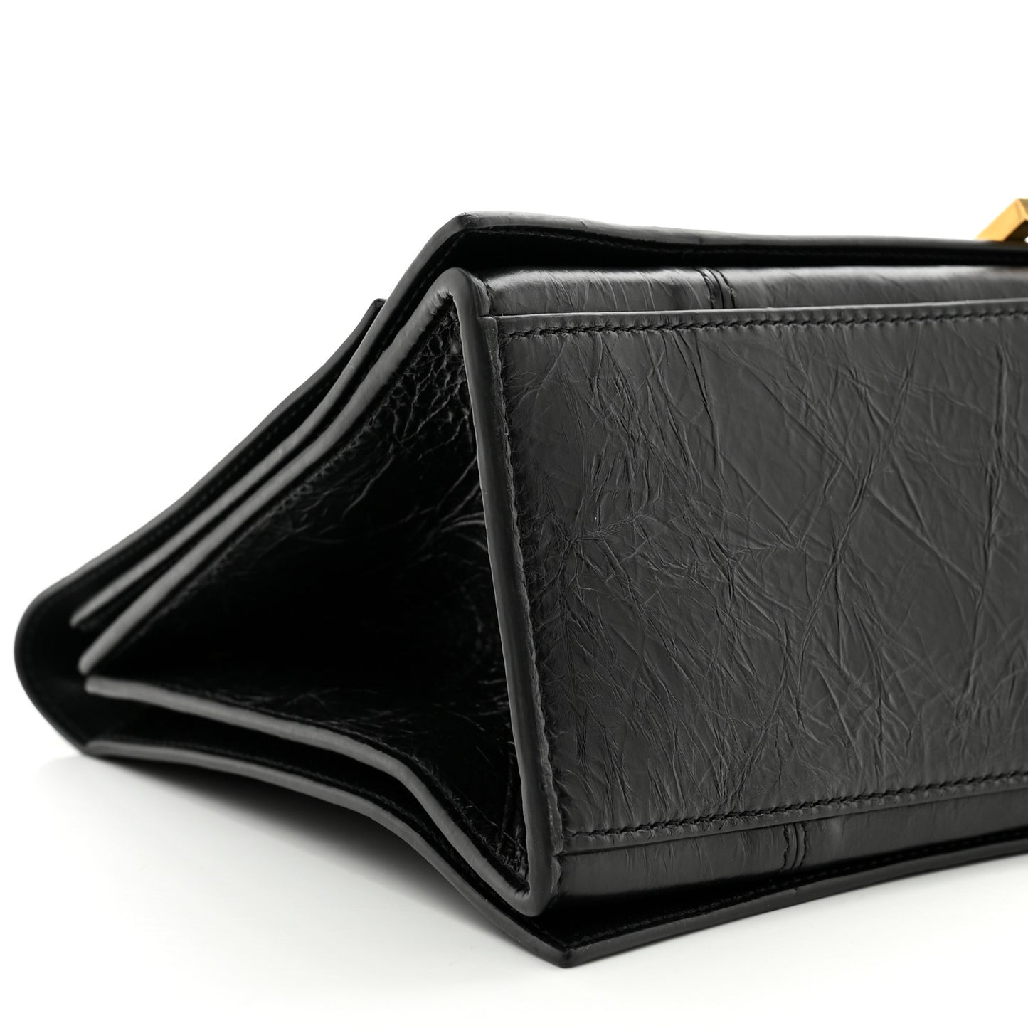 Crushed Calfskin Medium Crush Chain Bag Black