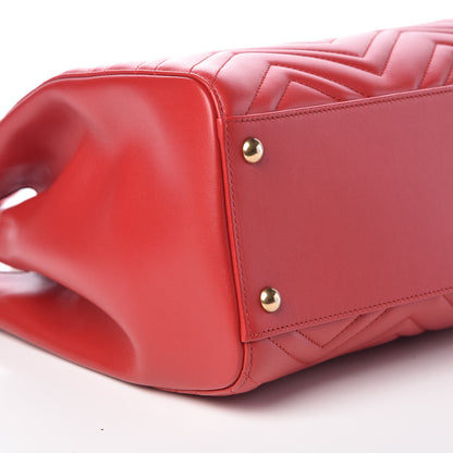 Gucci Calfskin Matelasse Medium GG Marmont Tote Hibiscus Red 6 of 10