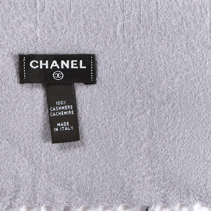Chanel Cashmere Sequin CC Fringe Scarf Grey 3 of 3