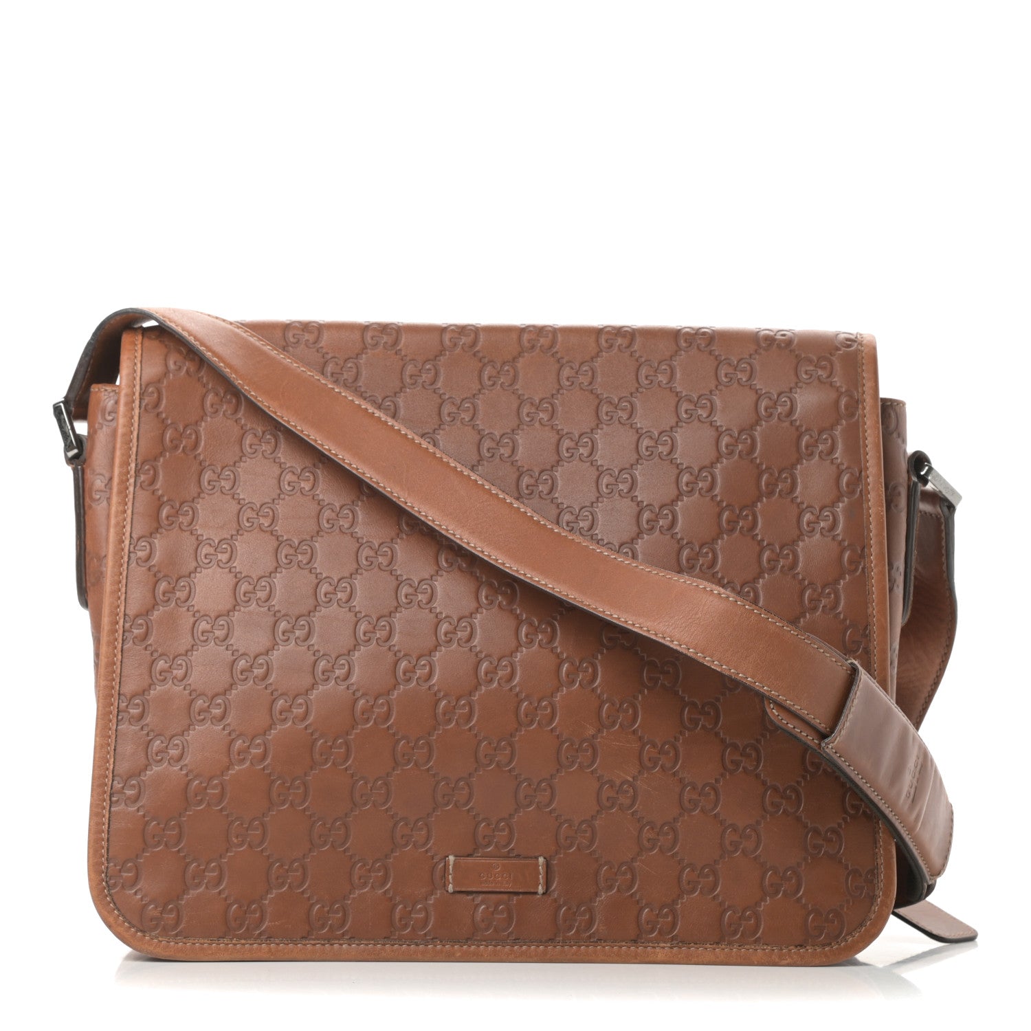 Gucci Guccissima Flap Messenger Bag Light Brown 1 of 16