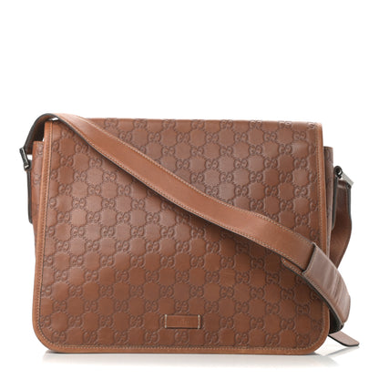 Gucci Guccissima Flap Messenger Bag Light Brown 1 of 16