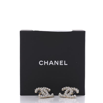 Chanel Pearl Crystal CC Earrings Gold 5 of 5