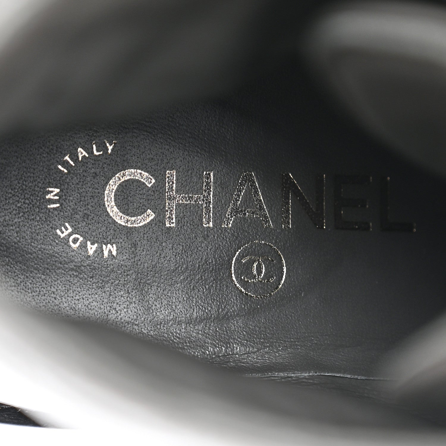 Chanel Shiny Lambskin Quilted Lace Up Combat Boots 38 Grey Black 7 of 8