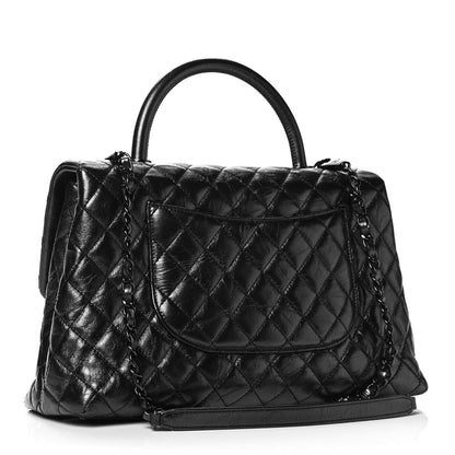 Chanel Aged Calfskin Quilted Medium Coco Handle Flap So Black 2 of 4