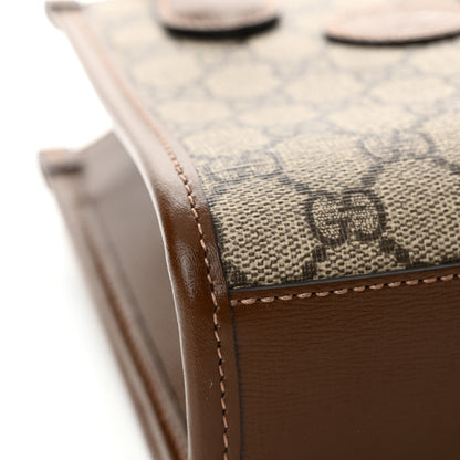 Gucci GG Supreme Monogram Azalea Calfskin Mini Retro Interlocking G Tote Bag Beige Ebony Brown Sugar 11 of 12