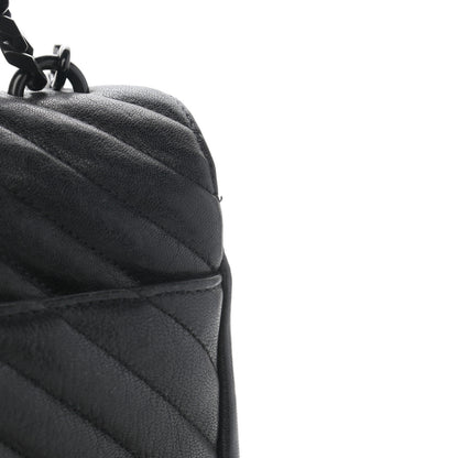 Saint Laurent Sheepskin Matelasse Chevron Monogram Monochrome Large College Satchel Black 12 of 14